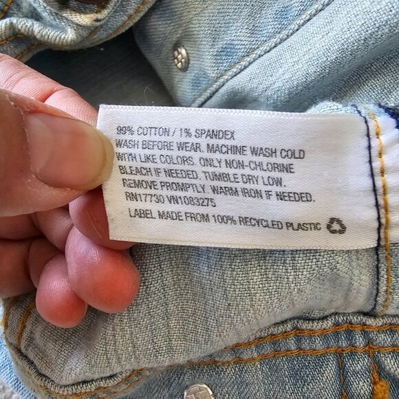 Girls Cherokee Light Acid Wash Denim Jean Jacket, M 7/8 - Picture 7 of 13